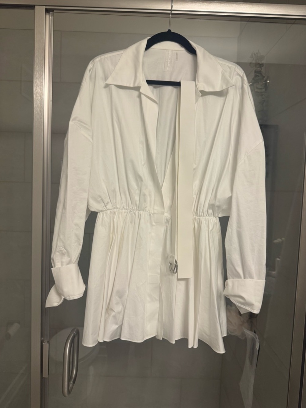 Norma Kamali White Belted Mini Dress - Picture 6 of 8